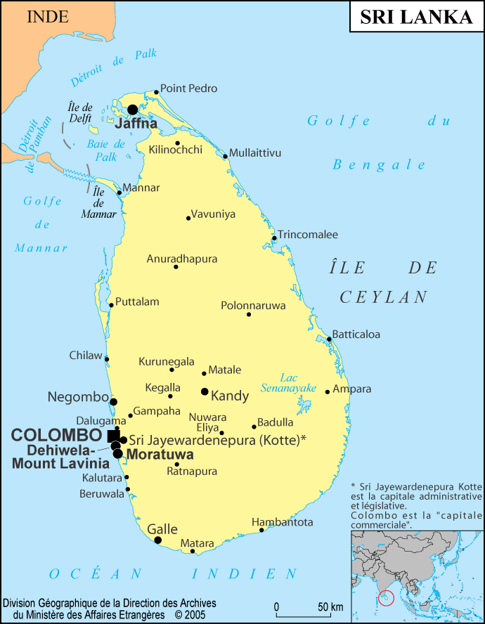 carte geographique du sri lanka