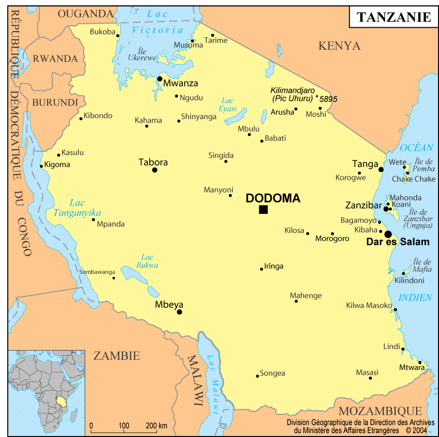 carte de la tanzanie